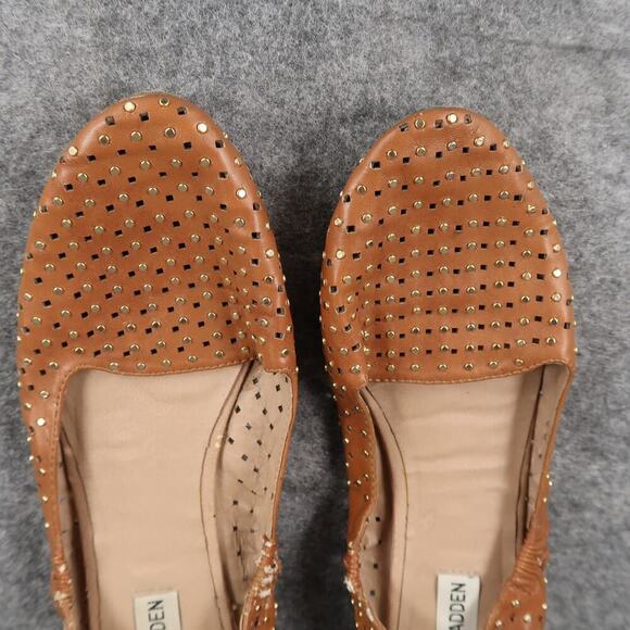 Steve Madden Shoes Womens 9 Ballet Flats Studs Perforated Brown Slip On Casual - Picture 7 of 12